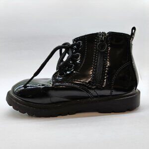 Faux Patent Combat Boots for Girls